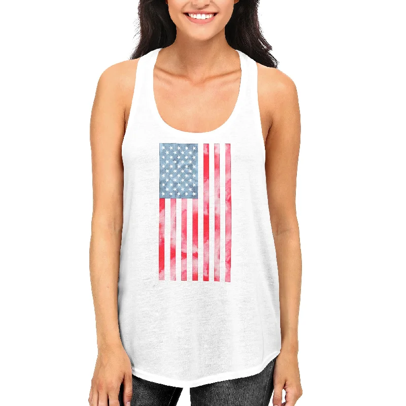 Major Savings USA American Flag Women's White Tank
