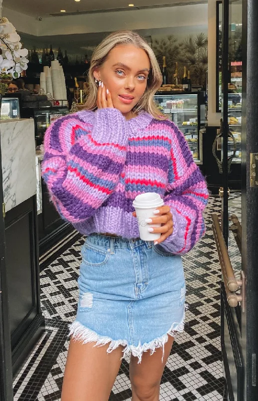 Weekend Steals Await Belmont Stripe Sweater Purple