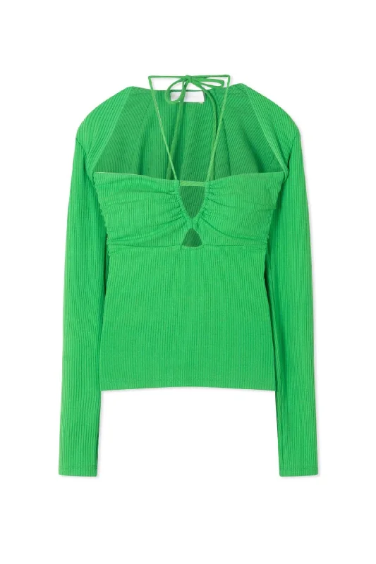 Time-Limited Offer Jonathan Simkhai Merritt Rib Cutout Top - Parrot