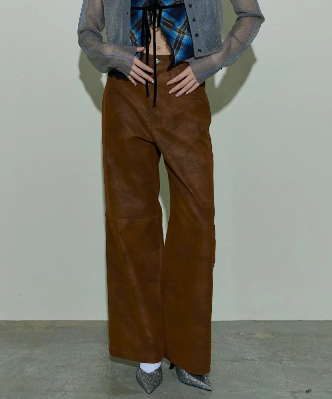 Great Bargain [24Autumn Pre-Order] Vegan Leather Wide Strait Pants