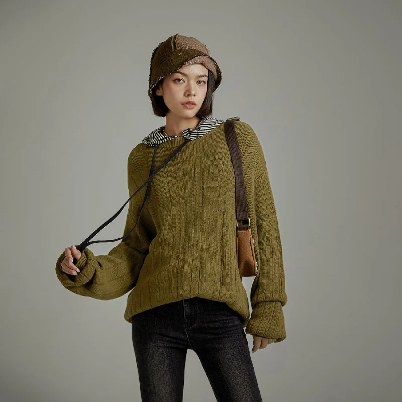 Midnight Madness Solid Color Loosefit Knitted Sweater