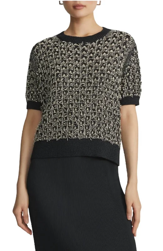 Amazing Value Textured Stitch Silk Blend Sweater In Black/plaster