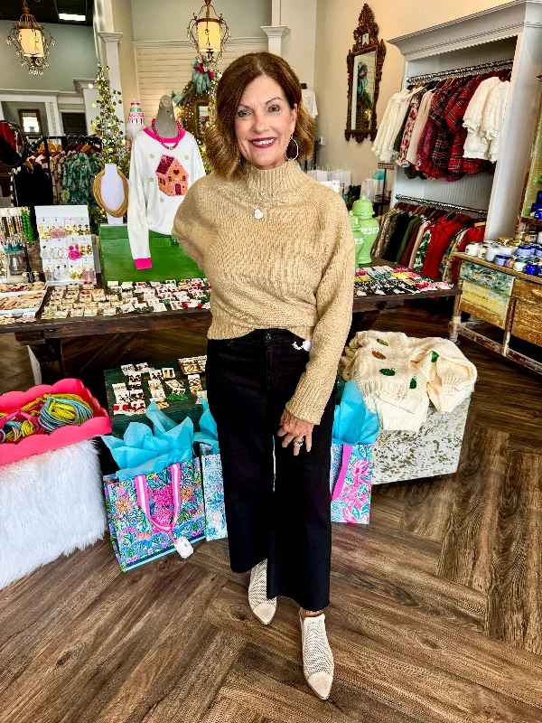 Weekend Deals That Sparkle Margaret Cropped Mid Turtle Neck: Taupe