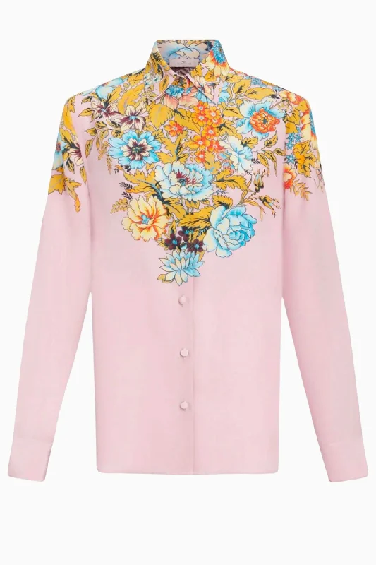 Stock Clearance Etro Floral Silk Pyjama Shirt - Pink Multi