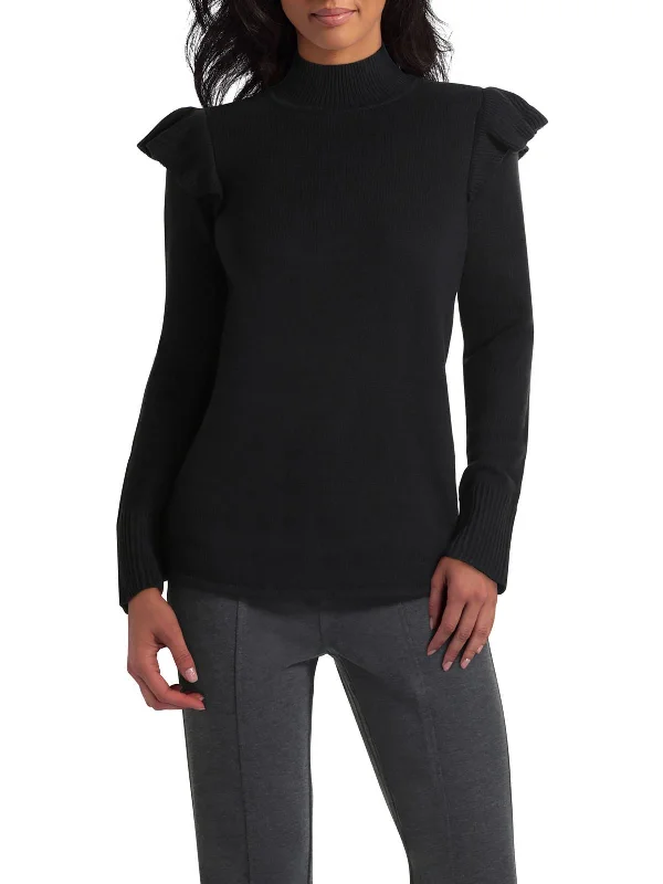 Weekend Deals to Brighten Your Day Womens Ribbed Trim Long Sleeve Mock Turtleneck Sweater