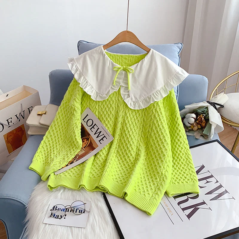 Price Rollback New female doll collar Pullover loose lazy sweater  5020