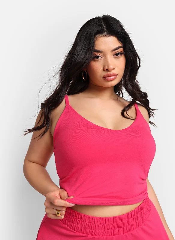 Amazing Deals Essential Strappy Crop Top - Fuchsia