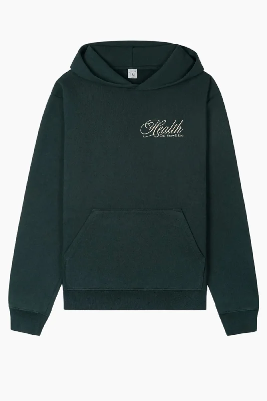 Crazy Deals Sporty & Rich Health Script Hoodie - Forest/ Cream