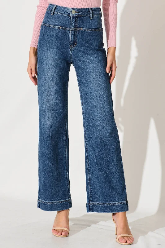 Weekend Specials to Grab Ella High Rise Relaxed Leg Jean In Mid Blue Denim