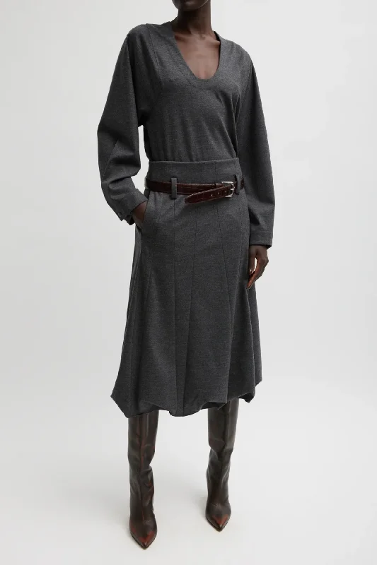 Weekend Discounts to Enjoy Tibi Melange Jersey U-Neck Top - Dark Heather