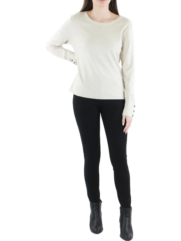 Instant Savings Ayan Womens Knit Metallic Pullover Sweater
