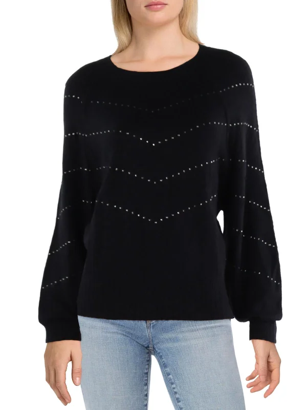 Now or Never Shooting Stars Womens Knit Embellished Pullover Sweater