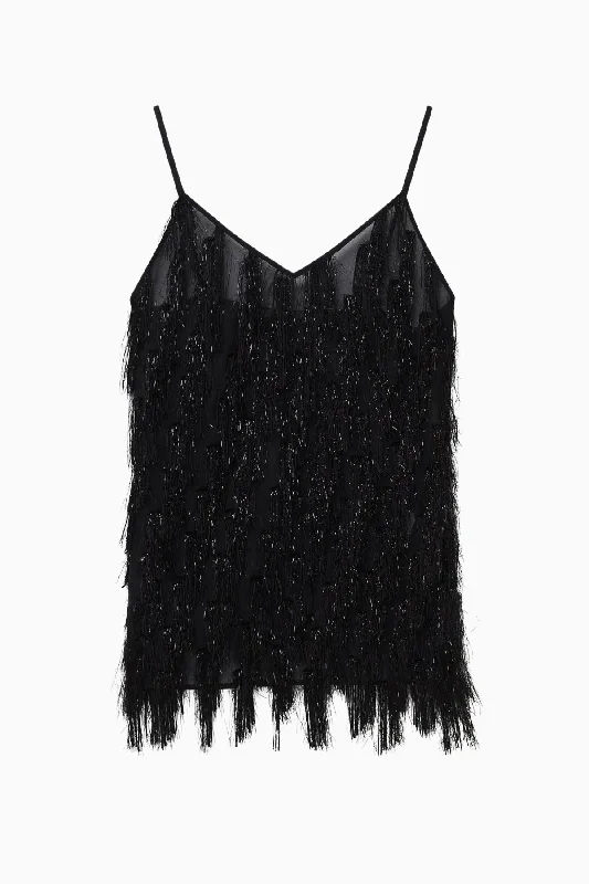 Great Deals Stella McCartney Glitter Tassels Cami Top - Black Glitter