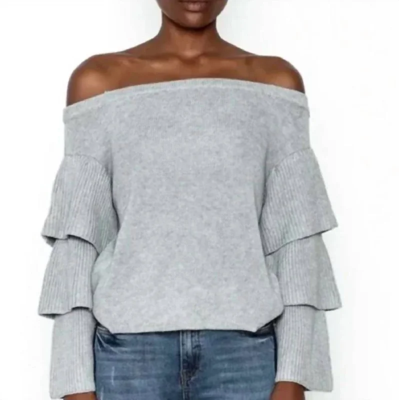 Weekend Discounts to Indulge In Off The Shoulder Sweater In Grey