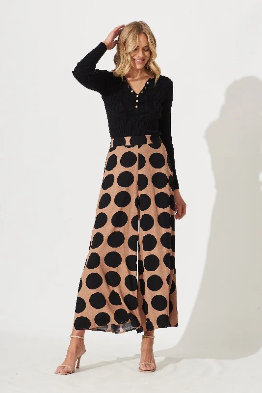 Season Finale Sale Rhea Pant In Brown With Black Spot Print