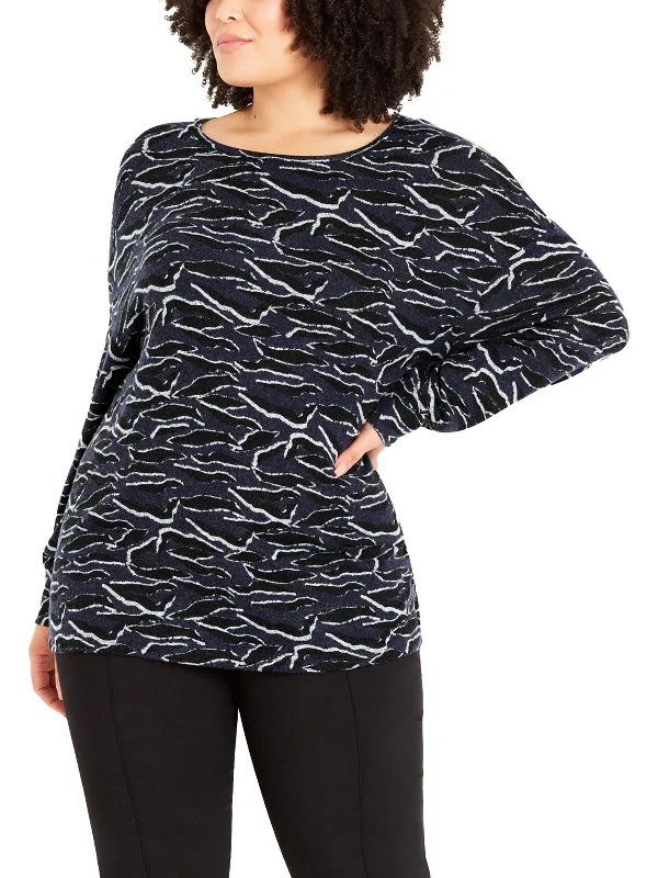 Great Deals Plus Womens Zebra Print Relaxed Fit Pullover Sweater