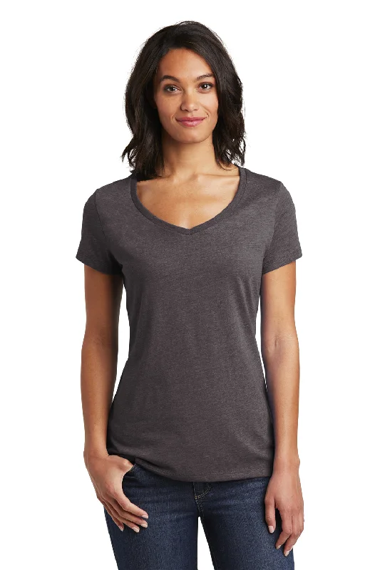 Buy Today District Womens Very Important Short Sleeve V-Neck T-Shirt - Heather Charcoal Grey