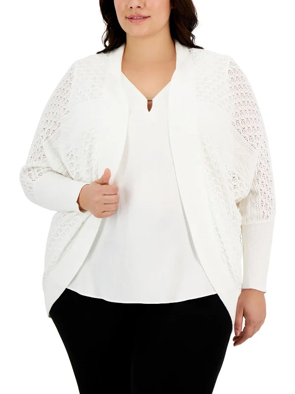 Amazing Value Plus Womens Ribbed Trim  Knit Cardigan Sweater