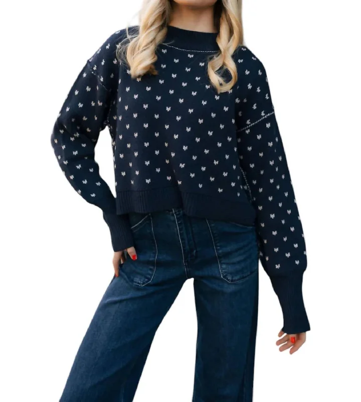 Final Clearance Patterned Sweater In Navy