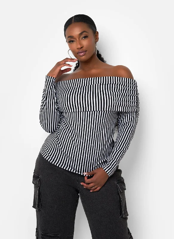 Unmissable Offer Hope Stripe Off Shoulder Top