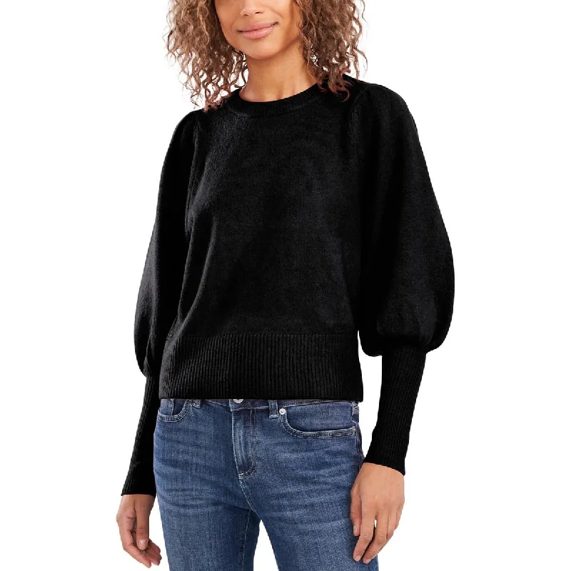 Final Clearance Womens Ribbed Puff Sleeve Pullover Sweater