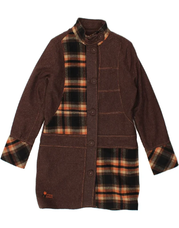Special Buy VINTAGE Womens Overcoat UK 14 Large Brown Check Wool