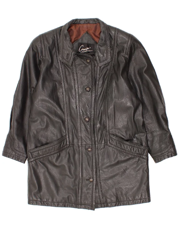 Weekend Shopping Bliss CRUSE Womens Leather Coat EU 34 XS Black Leather