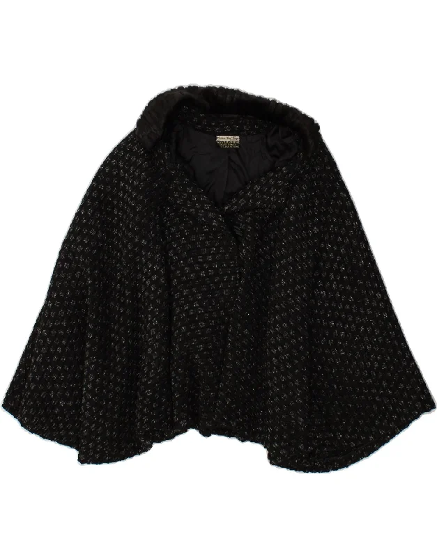 Weekend Shopping Made Better VINTAGE Womens Poncho Coat One Size Black Virgin Wool