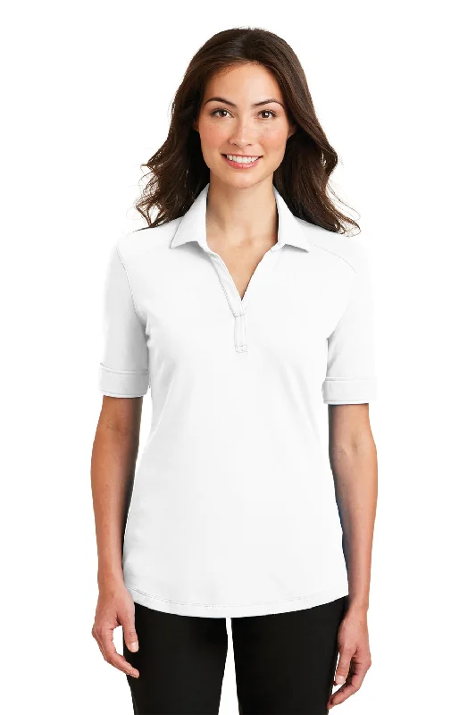 Weekend-Only Price Drops Port Authority Womens Silk Touch Performance Moisture Wicking Short Sleeve Polo Shirt - White - Closeout Weekend-Only Price Drops Port Authority Womens Silk Touch Performance Moisture Wicking Short Sleeve Polo Shirt - White - Closeout