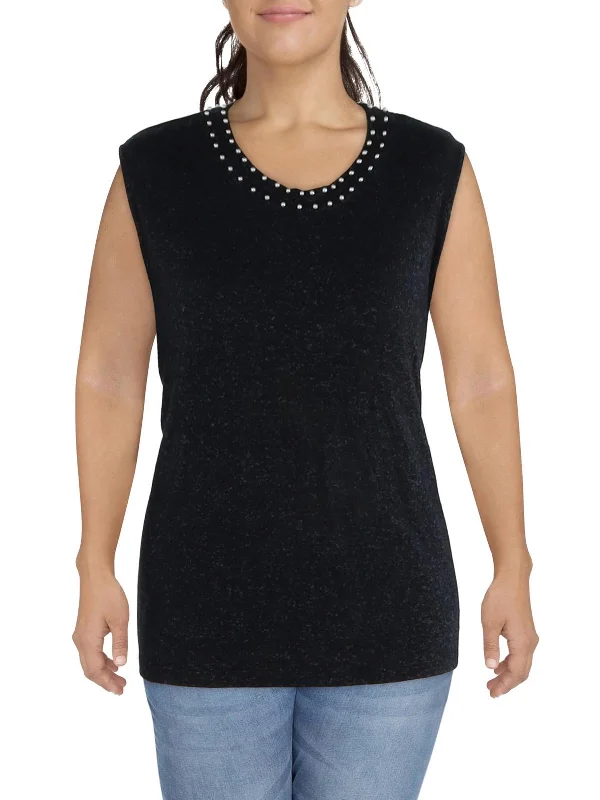 Weekend Deals That Sizzle Plus Womens Jewel Neck Beaded Tank Top Sweater