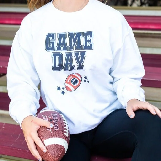 Best Bargains Monogrammed 'Game Day' Crewneck Sweatshirt