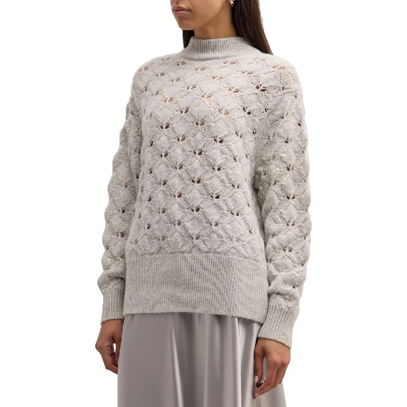 Exclusive Online Offer Womens Sequined Long Sleeve Funnel-Neck Sweater