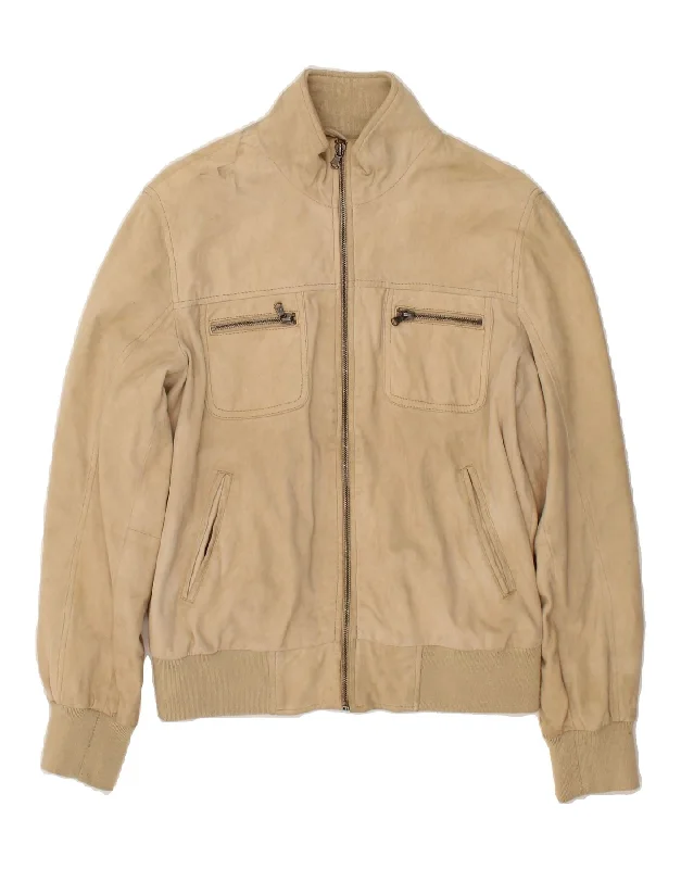 Big Discounts VINTAGE Womens Leather Jacket IT 46 Large Beige Leather