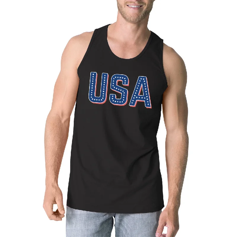 Exclusive Savings USA With Stars Mens Cotton Tank Top Unique USA Letter Printed Tee
