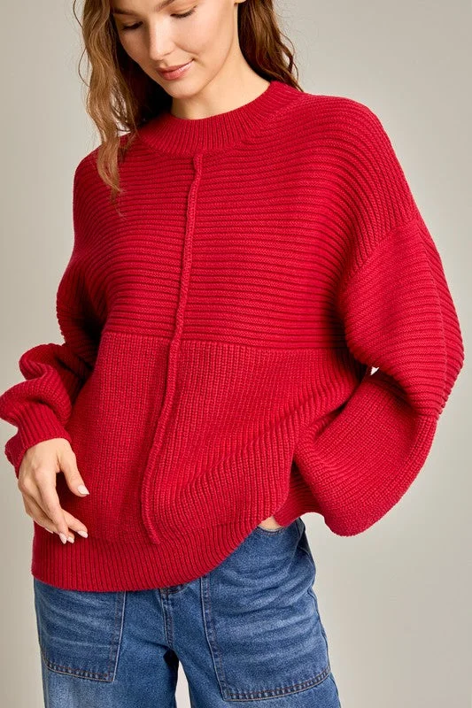 Great Deals Twice as Nice Ribbed Knit Sweater - Red