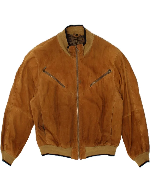 Massive Deal VINTAGE Womens Suede Bomber Jacket EU 40 Medium Brown