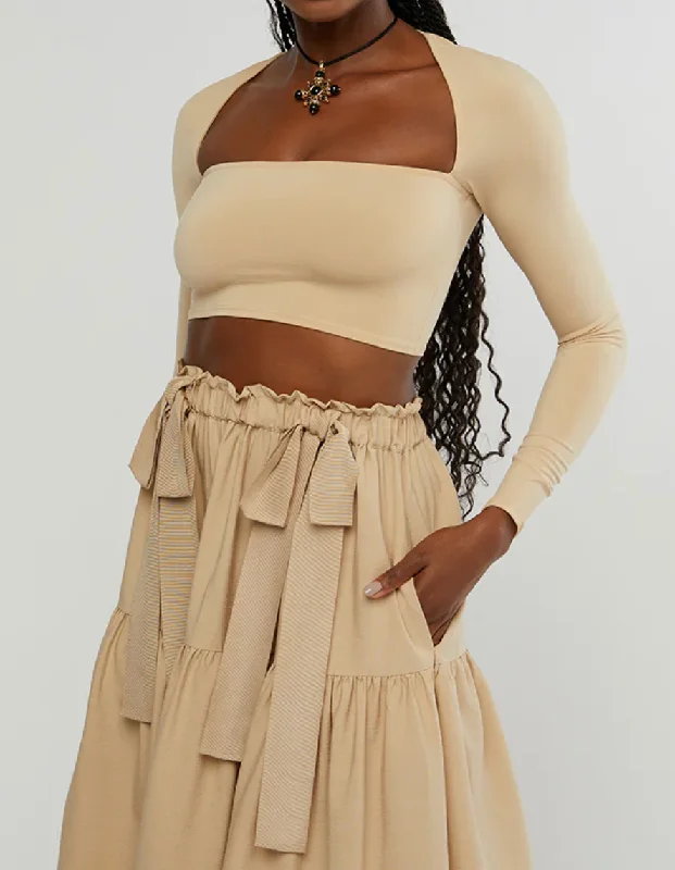 Don’t Miss Out Long Sleeve Beige Top by We Wore What