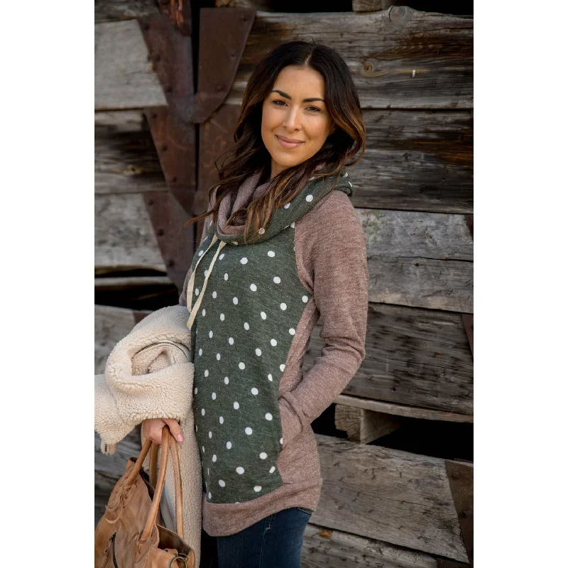 Discount Deals Polka Dot Body Cowl Neck Sweatshirt