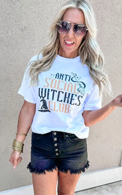 Price Cut Anti Social Witches Club Garment Dyed Graphic T-shirt - Final Sale