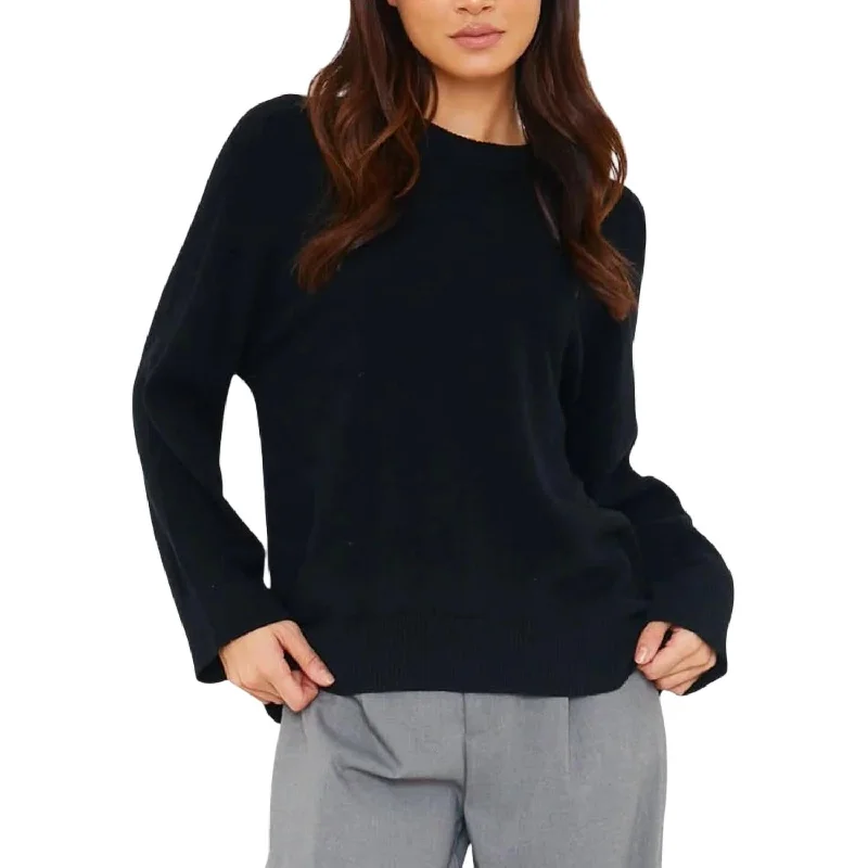 Limited Time Discount Saddle Shoulder Rib Knit Sweater In Black