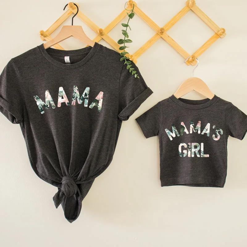 Exclusive Online Offer Mama & Mama's Girl Floral Matching Charcoal T-Shirts