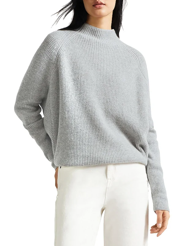 Hot Buy Womens Ribbed Mock Neck Pullover Sweater