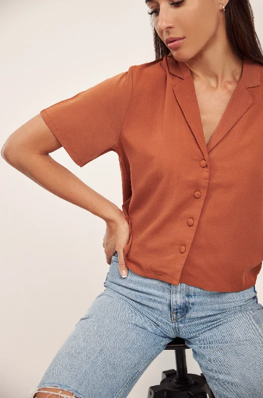 Final Sale The Billie Cropped Shirt - Rust