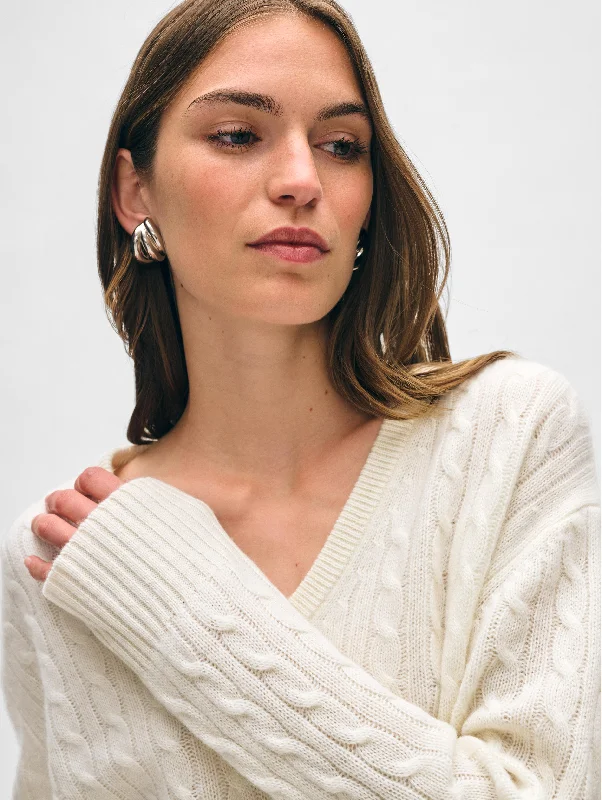 Instant Discount Cashmere Cable Knit V Neck