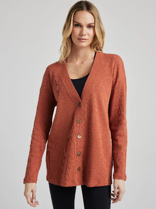 Low Cost Relaxed Cardigan - Baked Clay