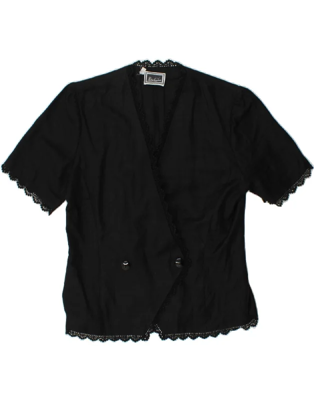 Weekend Discounts to Relish LUISA SPAGNOLI Womens Short Sleeve Blazer Jacket IT 46 Large Black Linen Weekend Discounts to Relish LUISA SPAGNOLI Womens Short Sleeve Blazer Jacket IT 46 Large Black Linen