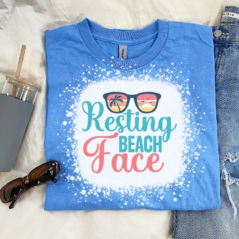 Stock Clearance Resting Beach Face Bleached T-Shirt