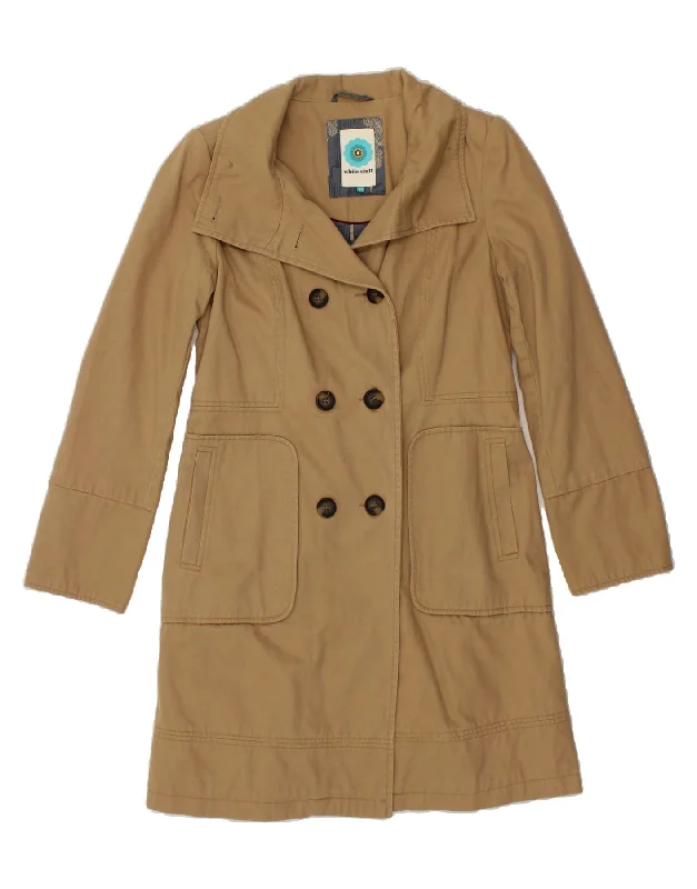 Sale Event WHITE STUFF Womens Double Breasted Coat UK 10 Small Beige Cotton