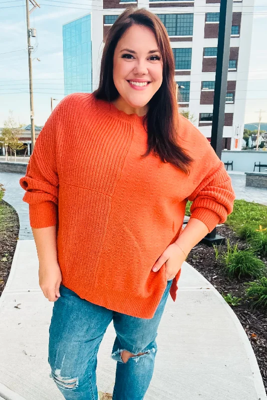 Value Deals Pumpkin Asymmetrical Knit Sweater