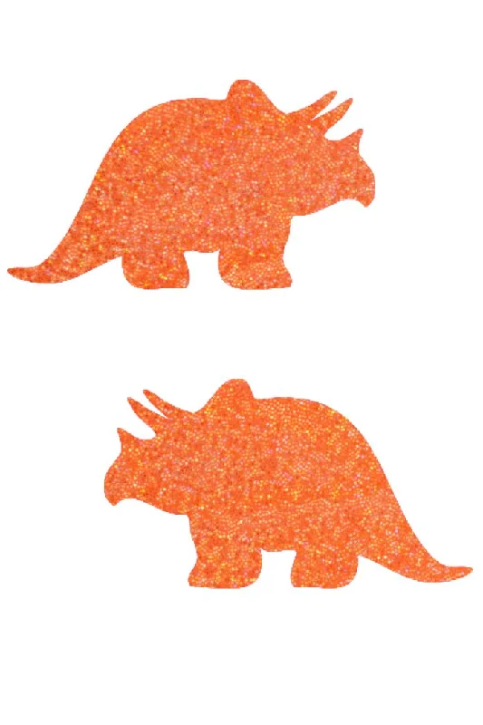 Steals and Deals Orange Sparkly UV Triceratops Pasties
